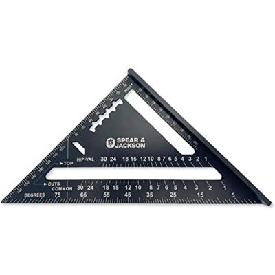 Jackson Squadra per Travi 180 mm (7 pollici), alluminio, Squadra per tetti, strumento di tracciatura per carpenteria, goniometro e guida per mitra con tabella di conversione Jackson Squadra per Travi 180 mm (7 pollici), alluminio, Squadra per tetti, strumento di tracciatura per carpenteria, goniometro e guida per mitra con tabella di conversione