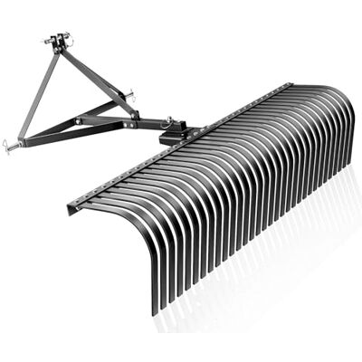 Wiltec Rastrello per trattore compatto 60" 152X48X81 cm, 32 denti, Attrezzo raccogli sassi fieno Wiltec Rastrello per trattore compatto 60" 152X48X81 cm, 32 denti, Attrezzo raccogli sassi fieno