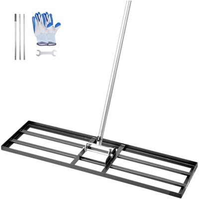 VEVOR Rastrello Livellatore per Prato, Livellatore in Acciaio al Carbonio Antiruggine con Manico da 2130 mm, Piastra di Base da 254 x 914 mm Regolabili per Campo da Golf da Giardino VEVOR Rastrello Livellatore per Prato, Livellatore in Acciaio al Carbonio Antiruggine con Manico da 2130 mm, Piastra di Base da 254 x 914 mm Regolabili per Campo da Golf da Giardino