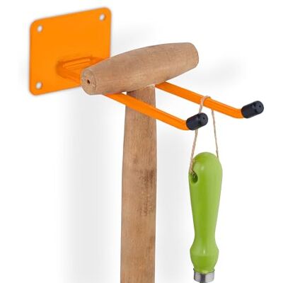 Relaxdays Gancio Porta Attrezzi da Giardino, L: 24 cm, Appendi Accessori Giardinaggio, Portaoggetti Officina, Arancione, Acciaio Relaxdays Gancio Porta Attrezzi da Giardino, L: 24 cm, Appendi Accessori Giardinaggio, Portaoggetti Officina, Arancione, Acciaio