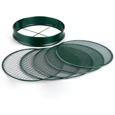 Relaxdays setaccio Giardino 5in1, Rotondo Ø30 cm, Inserti intercambiabili, Terreno, Ghiaia e Sabbia, Acciaio Inox, Verde Relaxdays setaccio Giardino 5in1, Rotondo Ø30 cm, Inserti intercambiabili, Terreno, Ghiaia e Sabbia, Acciaio Inox, Verde