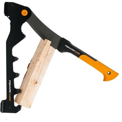 Fiskars X-Series Set Spaccalegna, con Supporto a Parete e Machete WoodXpert XA3, per Legna da Ardere e Rami, Fiskars X-Series Set Spaccalegna, con Supporto a Parete e Machete WoodXpert XA3, per Legna da Ardere e Rami,