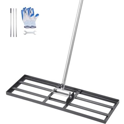 VEVOR Rastrello Livellatore per Prato, Livellatore in Acciaio al Carbonio Antiruggine con Manico da 2130 mm, Piastra di Base da 254 x 762 mm Regolabili per Campo da Golf da Giardino VEVOR Rastrello Livellatore per Prato, Livellatore in Acciaio al Carbonio Antiruggine con Manico da 2130 mm, Piastra di Base da 254 x 762 mm Regolabili per Campo da Golf da Giardino