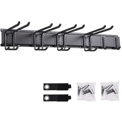 Relaxdays Set portautensili, barra 80 cm con 6 ganci regolabili, antiscivolo, supporto a parete, acciaio, nero Relaxdays Set portautensili, barra 80 cm con 6 ganci regolabili, antiscivolo, supporto a parete, acciaio, nero
