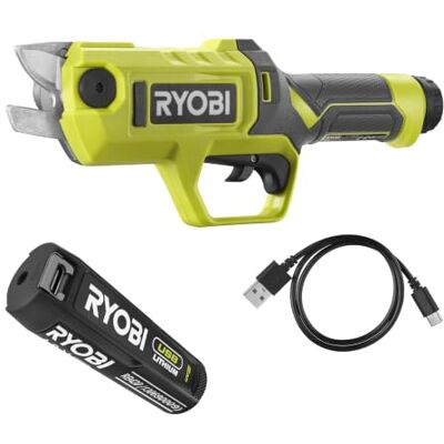 RYOBI Troncarami a batteria da 4 V RY4SCA-120, con batteria da 2,0 Ah e cavo di ricarica USB-C RYOBI Troncarami a batteria da 4 V RY4SCA-120, con batteria da 2,0 Ah e cavo di ricarica USB-C
