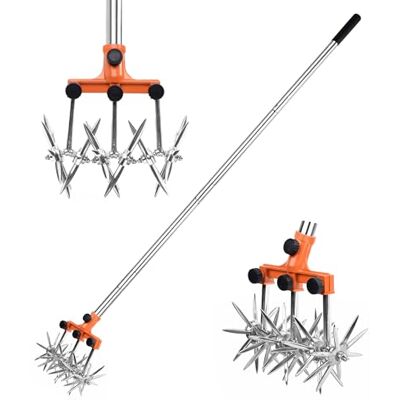 BARAYSTUS Coltivatore rotante da giardino con pali in acciaio inox, regolabile, per miscelare il terreno o riseminare, lunghezza totale 145 cm. BARAYSTUS Coltivatore rotante da giardino con pali in acciaio inox, regolabile, per miscelare il terreno o riseminare, lunghezza totale 145 cm.