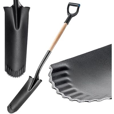 KADAX Pala per drenaggio, pala con manico a D e manico, leggera pala per drenaggio con denti, pala da giardino ergonomica, vanga per foro, 124 x 14 cm KADAX Pala per drenaggio, pala con manico a D e manico, leggera pala per drenaggio con denti, pala da giardino ergonomica, vanga per foro, 124 x 14 cm