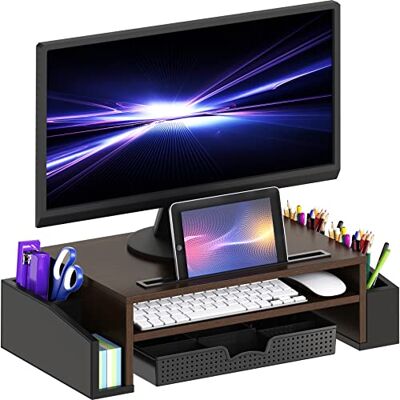 Simple Houseware Supporto per Monitor da scrivania con Vassoio Organizer Regolabile, Espresso Simple Houseware Supporto per Monitor da scrivania con Vassoio Organizer Regolabile, Espresso