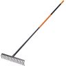 KADAX Rake, giardino duro, rastrello largo con manico in lungo 154,5 cm, fecondazione, rastrello da giardino prato e foglie (16 denti rettangolari)