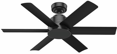 Hunter FAN Ventilatore da Soffitto Kennicott 112 cm per Interni ed Esterni, con Controllo a Parete, 6 Pale Nero Opaco, Ideale per Estate e Inverno, Modello