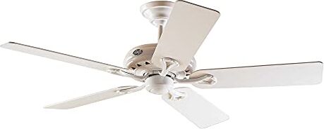 Hunter FAN Ventilatore da Soffitto Savoy 132 cm per Interni con Catena a Strappo, con 5 Pale Reversibili Color Bianco e Rovere Chiaro, Ideale per l'Estate e l'Inverno, Modello