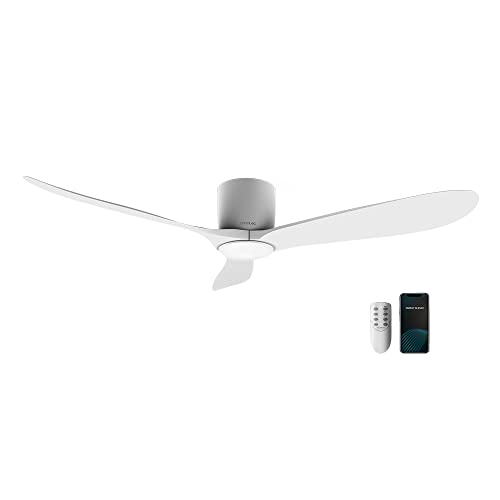 Cecotec Ventilatore da soffitto con telecomando e Wifi EnergySilence Aero 5400 Aqua Connected. 40 W, diametro 52" con 3 pale, Adatto per uso esterno, modalità winter-summer, timer