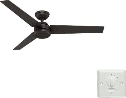 Hunter FAN Ventilatore da Soffitto Protos 132 cm per Interni ed Esterni, con Comando a Parete, 3 Pale Intercambiabili Color Legno Lucido, Ideale per Estate e Inverno, Modello