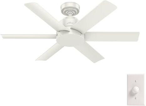 Hunter FAN Ventilatore da Soffitto Kennicott 112 cm per Interni ed Esterni, con Comando a Parete, 6 Pale Color Bianco Fresco, Ideale per Estate e Inverno, Modello