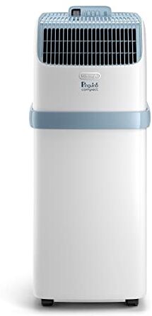 DeLonghi Pinguino Compact , Condizionatore Portatile Silenzioso 8.300 BTU/h, 2.1 kW, 60m3, Gas R290, Funzione Deumidificatore, Timer 24 ore, Classe Energetica A, Bianco