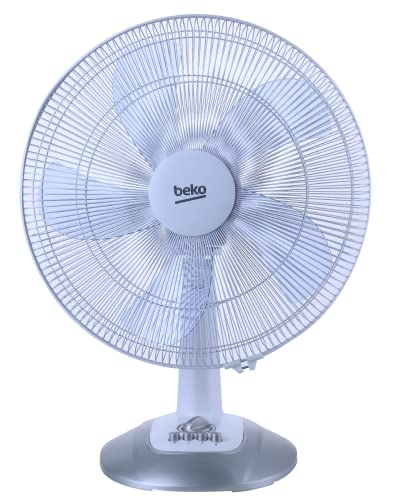 Beko Ventilatore da Tavolo, Portatile, 55W, 3 Velocità, Oscillazione 95°, Inclinazione Regolabile Bianco, ‎29 x 45 x h57,5 cm