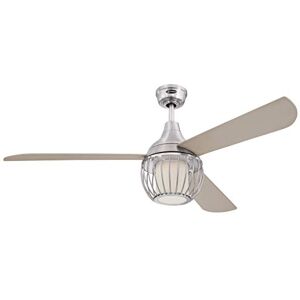 Westinghouse Lighting Ventilatore da soffitto in Nichel Lucido Graham 132cm, Kit di Luce LED dimmerabile con Vetro Opale smarigliato, Paralume a Gabbia, Telecomando 54 W, Titanio Westinghouse Lighting Ventilatore da soffitto in Nichel Lucido Graham 132cm, Kit di Luce LED dimmerabile con Vetro Opale smarigliato, Paralume a Gabbia, Telecomando 54 W, Titanio