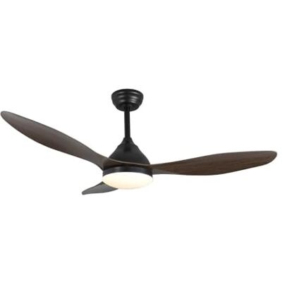 Wonderlamp Ventilatore da soffitto LED Cavil nero con pale in legno chiaro 20W CCT 3000-4000-6000K Wonderlamp Ventilatore da soffitto LED Cavil nero con pale in legno chiaro 20W CCT 3000-4000-6000K