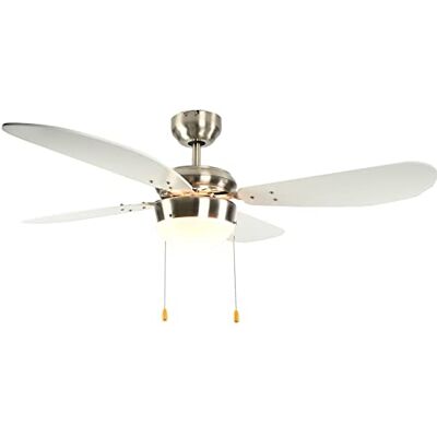 AireRyder Ventilatore da soffitto Classic, 105 cm, in nichel e bianco, con illuminazione e catene di trazione, AireRyder Ventilatore da soffitto Classic, 105 cm, in nichel e bianco, con illuminazione e catene di trazione,