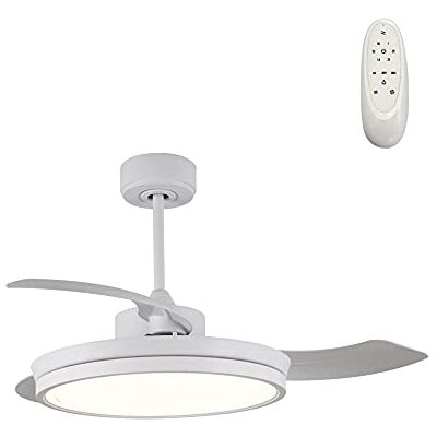 Wonderlamp Ventilatore da soffitto a LED con pale pieghevoli Brando 48W, silenzioso, 3 temperature colore, 6 velocità, bianco Wonderlamp Ventilatore da soffitto a LED con pale pieghevoli Brando 48W, silenzioso, 3 temperature colore, 6 velocità, bianco