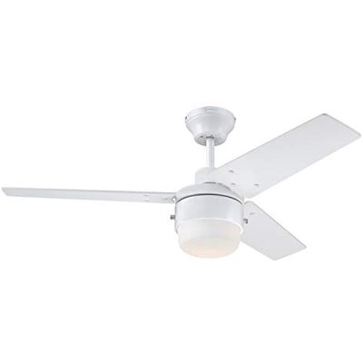 Westinghouse Lighting 73042 Talia, moderno ventilatore da soffitto con luce, 105 cm, finitura bianca, vetro smerigliato opale Westinghouse Lighting 73042 Talia, moderno ventilatore da soffitto con luce, 105 cm, finitura bianca, vetro smerigliato opale
