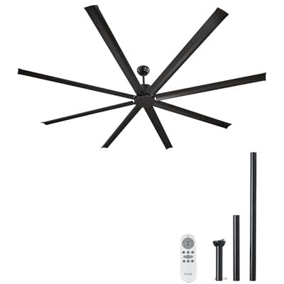 VEVOR Ventilatore da Soffitto da 244 cm Senza Luce, Telecomando a 6 Velocità, 8 Pale in Alluminio, Motore DC Reversibile, Moderno Ventilatore a Filo Basso per Soggiorno, Patio Nero VEVOR Ventilatore da Soffitto da 244 cm Senza Luce, Telecomando a 6 Velocità, 8 Pale in Alluminio, Motore DC Reversibile, Moderno Ventilatore a Filo Basso per Soggiorno, Patio Nero