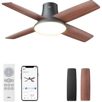 DREO ventilatore da soffitto con luce,12 velocità,3 modalità,motore CC silenzioso,montaggio facile,LED dimmerabile,telecomando e timer 12 h,ventilatore da soffitto nero per casa DREO ventilatore da soffitto con luce,12 velocità,3 modalità,motore CC silenzioso,montaggio facile,LED dimmerabile,telecomando e timer 12 h,ventilatore da soffitto nero per casa