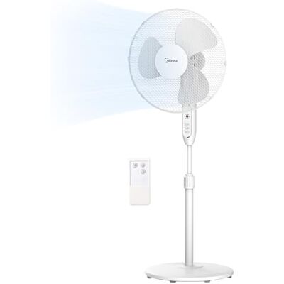 Midea Ventilatore a Piantana 40W Altezza Regolabile Ventilatore Silenzioso Con Telecomando 3 Livelli di Velocità, Oscillazione 85°,Altezza regolabile da 1,1 a 1,3 metri,Colore Bianco Midea Ventilatore a Piantana 40W Altezza Regolabile Ventilatore Silenzioso Con Telecomando 3 Livelli di Velocità, Oscillazione 85°,Altezza regolabile da 1,1 a 1,3 metri,Colore Bianco