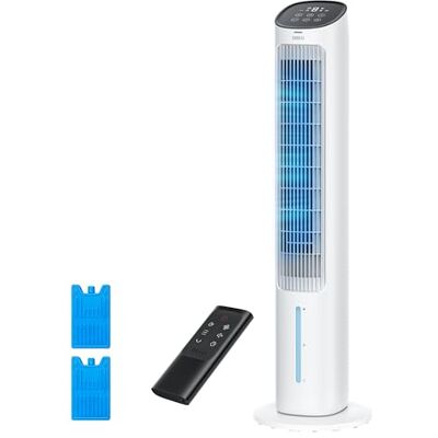 DREO Ventilatore a Torre con Raffrescamento, ventilatore silenzioso con raffreddamento ad acqua, raffrescatore evaporativo 40 pollici, oscillazione 80°, 3 modalità, 4 velocità, telecomando DREO Ventilatore a Torre con Raffrescamento, ventilatore silenzioso con raffreddamento ad acqua, raffrescatore evaporativo 40 pollici, oscillazione 80°, 3 modalità, 4 velocità, telecomando