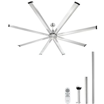 VEVOR Ventilatore da Soffitto da 213 cm Senza Luce, Telecomando a 6 Velocità, 8 Pale in Alluminio, Motore DC Reversibile, Moderno Ventilatore a Filo per Soggiorno, Patio, Nichel Spazzolato VEVOR Ventilatore da Soffitto da 213 cm Senza Luce, Telecomando a 6 Velocità, 8 Pale in Alluminio, Motore DC Reversibile, Moderno Ventilatore a Filo per Soggiorno, Patio, Nichel Spazzolato