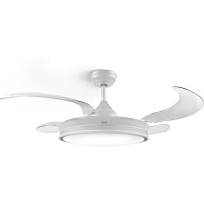 Ufesa Ventilatore da soffitto Seoul, motore DC 40W, silenzioso ed efficiente, 106 cm, luce LED integrata 48 cm, 4 pale retrattili, 3 tonalità di luce, 6 velocità, timer, telecomando, bianco Ufesa Ventilatore da soffitto Seoul, motore DC 40W, silenzioso ed efficiente, 106 cm, luce LED integrata 48 cm, 4 pale retrattili, 3 tonalità di luce, 6 velocità, timer, telecomando, bianco