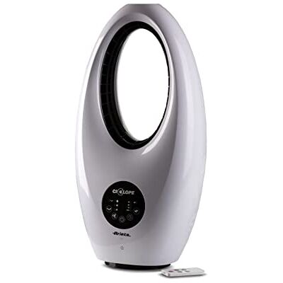 Ariete Ventilatore Digitale Ciclope, Senza pale, 60W, Da tavolo, Silenzioso, Funzione oscillazione, Timer fino a 7,5 h, 3 velocità, Luce led, Bianco Ariete Ventilatore Digitale Ciclope, Senza pale, 60W, Da tavolo, Silenzioso, Funzione oscillazione, Timer fino a 7,5 h, 3 velocità, Luce led, Bianco