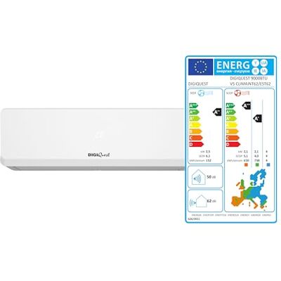 DIGIQUEST Climatizzatore Inverter V5 9000BTU Wi-Fi integrato R32 Classe A++ Raffreddamento/A+++ Riscaldamento I FEEL Flusso d'aria 3D TURBO Notte SEER 6,1 SCOP 5,1 CLIMA00062 DIGIQUEST Climatizzatore Inverter V5 9000BTU Wi-Fi integrato R32 Classe A++ Raffreddamento/A+++ Riscaldamento I FEEL Flusso d'aria 3D TURBO Notte SEER 6,1 SCOP 5,1 CLIMA00062