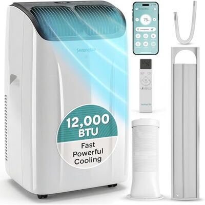 SereneLife Condizionatore Portatile 12000 BTU, Climatizzatore Portatile 3 in 1 con Deumidificatore e Ventilazione, Pinguino Condizionatore WiFi, Silenzioso, Kit Finestra Incluso, Casa, Ufficio SereneLife Condizionatore Portatile 12000 BTU, Climatizzatore Portatile 3 in 1 con Deumidificatore e Ventilazione, Pinguino Condizionatore WiFi, Silenzioso, Kit Finestra Incluso, Casa, Ufficio