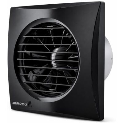 Airflow Ventilatore Aspiratore Bagno con Timer Regolabile 2–30 Minuti – Ø100 mm – 27 l/s – 7,5 W Basso Consumo – SFP 0,27 W/l/s – Aria Quiet 100 T Nero – Garanzia 2 Anni Airflow Ventilatore Aspiratore Bagno con Timer Regolabile 2–30 Minuti – Ø100 mm – 27 l/s – 7,5 W Basso Consumo – SFP 0,27 W/l/s – Aria Quiet 100 T Nero – Garanzia 2 Anni