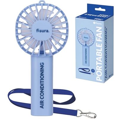 Fisura – Ventilatore portatile blu “air conditioning”. Ventilatore a mano ricaricabile con 3 velocità e laccetto. Ideale per estate, viaggi e uso quotidiano. 13,5 x 6 x 5 cm Fisura – Ventilatore portatile blu “air conditioning”. Ventilatore a mano ricaricabile con 3 velocità e laccetto. Ideale per estate, viaggi e uso quotidiano. 13,5 x 6 x 5 cm