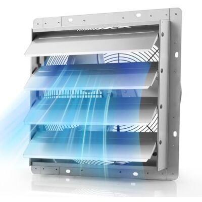 VEVOR Ventilatore di Estrazione con Persiane 413 mm Aspiratore da Parete Alette Automatiche, Struttura in Acciaio, Bassa Rumorosità, Motore AC, 2270 CFM per Sottotetto, Garage, Fienile e Officina VEVOR Ventilatore di Estrazione con Persiane 413 mm Aspiratore da Parete Alette Automatiche, Struttura in Acciaio, Bassa Rumorosità, Motore AC, 2270 CFM per Sottotetto, Garage, Fienile e Officina