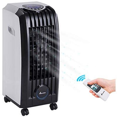 BAKAJI Raffrescatore Rinfrescatore Ventilatore Umidificatore d'aria Air Cooler Massima Potenza Raffreddamento ad Acqua con serbatoio Ghiaccio Acqua, Timer e Telecomando (4 Litri Large) BAKAJI Raffrescatore Rinfrescatore Ventilatore Umidificatore d'aria Air Cooler Massima Potenza Raffreddamento ad Acqua con serbatoio Ghiaccio Acqua, Timer e Telecomando (4 Litri Large)