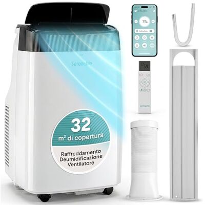 SereneLife Condizionatore Portatile 7000 BTU, Climatizzatore Portatile, Pinguino Condizionatore con WiFi, Deumidificatore, Ventilazione, Telecomando, Kit Finestra, Silenzioso, Casa, Ufficio, Scuola SereneLife Condizionatore Portatile 7000 BTU, Climatizzatore Portatile, Pinguino Condizionatore con WiFi, Deumidificatore, Ventilazione, Telecomando, Kit Finestra, Silenzioso, Casa, Ufficio, Scuola