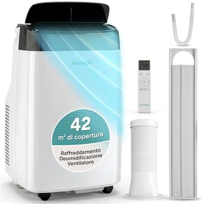 SereneLife Condizionatore Portatile 9000 BTU con WiFi, Climatizzatore Portatile senza Unità Esterna, Deumidificatore e Ventilatore, Modalità Notte, Kit Finestra, Pinguino Condizionatore Casa SereneLife Condizionatore Portatile 9000 BTU con WiFi, Climatizzatore Portatile senza Unità Esterna, Deumidificatore e Ventilatore, Modalità Notte, Kit Finestra, Pinguino Condizionatore Casa