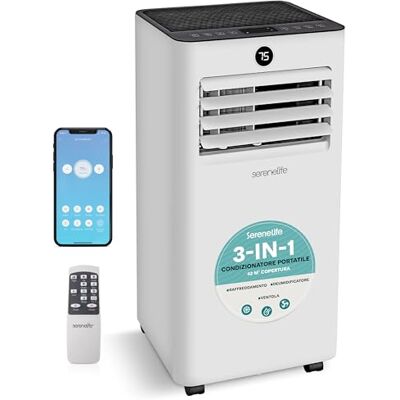 SereneLife Condizionatore Portatile 9000 BTU, Climatizzatore Portatile WiFi con Telecomando, Kit Finestra, Deumidificatore e Ventilatore, Pinguino Condizionatore Compatto per Casa, Ufficio e Scuola SereneLife Condizionatore Portatile 9000 BTU, Climatizzatore Portatile WiFi con Telecomando, Kit Finestra, Deumidificatore e Ventilatore, Pinguino Condizionatore Compatto per Casa, Ufficio e Scuola