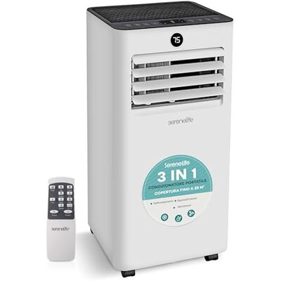 SereneLife Condizionatore Portatile 2,05 kW 7000 BTU, Climatizzatore Portatile Compatto con Raffreddamento, Ventilatore e Deumidificatore, Pinguino Condizionatore Telecomando e Kit Finestra, Bianco SereneLife Condizionatore Portatile 2,05 kW 7000 BTU, Climatizzatore Portatile Compatto con Raffreddamento, Ventilatore e Deumidificatore, Pinguino Condizionatore Telecomando e Kit Finestra, Bianco