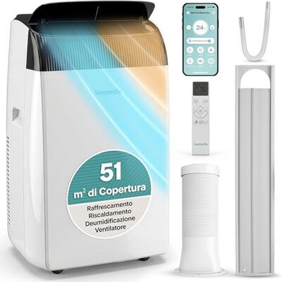 SereneLife Condizionatore Portatile 12000 BTU con WiFi e Riscaldamento, Climatizzatore Portatile con Deumidificatore, Ventilatore, Kit Finestra, Modalità Notte, Pinguino Condizionatore, Casa SereneLife Condizionatore Portatile 12000 BTU con WiFi e Riscaldamento, Climatizzatore Portatile con Deumidificatore, Ventilatore, Kit Finestra, Modalità Notte, Pinguino Condizionatore, Casa
