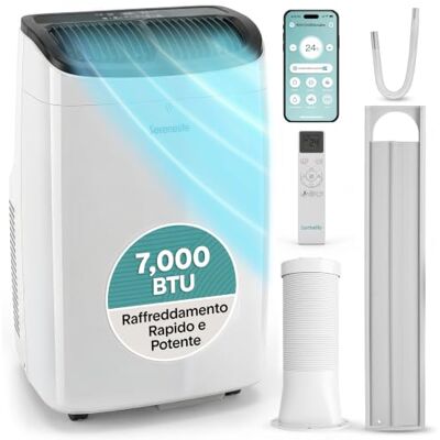 SereneLife Condizionatore Portatile 7000 BTU WiFi, Climatizzatore Portatile con App, Deumidificatore e Ventilazione, Pinguino Condizionatore, Kit Finestra Incluso, Casa, Ufficio SereneLife Condizionatore Portatile 7000 BTU WiFi, Climatizzatore Portatile con App, Deumidificatore e Ventilazione, Pinguino Condizionatore, Kit Finestra Incluso, Casa, Ufficio