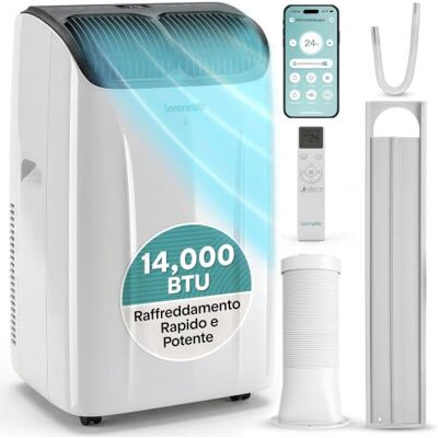 SereneLife Condizionatore Portatile 14000 BTU 3-in-1 Raffreddamento/Ventilazione/Deumidificazione, Climatizzatore Portatile con Kit Finestra, Pinguino Condizionatore per Casa e Ufficio SereneLife Condizionatore Portatile 14000 BTU 3-in-1 Raffreddamento/Ventilazione/Deumidificazione, Climatizzatore Portatile con Kit Finestra, Pinguino Condizionatore per Casa e Ufficio