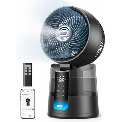 DREO TurboCool Ventilatore 516S, ventilatore tavolo oscillazione 150° + 30°, raffrescatore evaporativo 7,9 m/s, nebbia ultrafine, silenzioso 20 dB, 6 velocità, 2 modalità, controllo app + telecomando. DREO TurboCool Ventilatore 516S, ventilatore tavolo oscillazione 150° + 30°, raffrescatore evaporativo 7,9 m/s, nebbia ultrafine, silenzioso 20 dB, 6 velocità, 2 modalità, controllo app + telecomando.