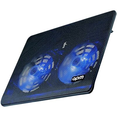 APM Supporto ventilato per computer portatile, struttura in metallo resistente, 2 ventilatori silenziosi con LED blu, efficace raffreddamento per PC portatile da 12" a 17", altezza regolabile 571929 APM Supporto ventilato per computer portatile, struttura in metallo resistente, 2 ventilatori silenziosi con LED blu, efficace raffreddamento per PC portatile da 12" a 17", altezza regolabile 571929