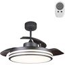 wonderlamp Ventilatore da soffitto con luce LED dimmerabile nero, silenzioso con spas pieghevoli Garin