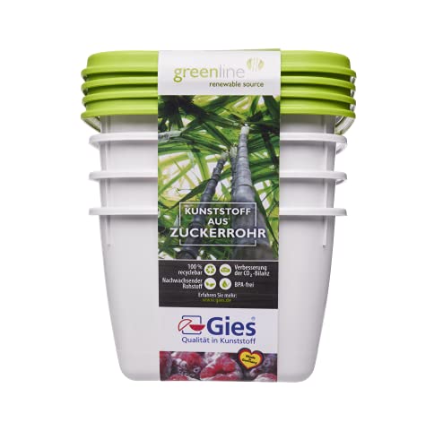 Gies 4 contenitori per Freezer, 0,5 l, Senza BPA, riciclabili, Colore: Verde