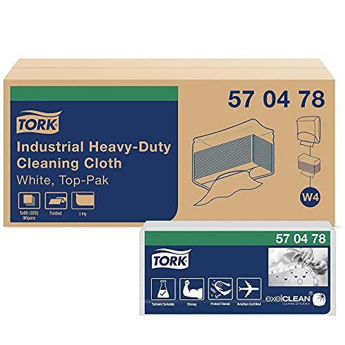 Tork Extra Strong Industrial Cleaning Cloths White W4, piegato, 5 × 65 panni,
